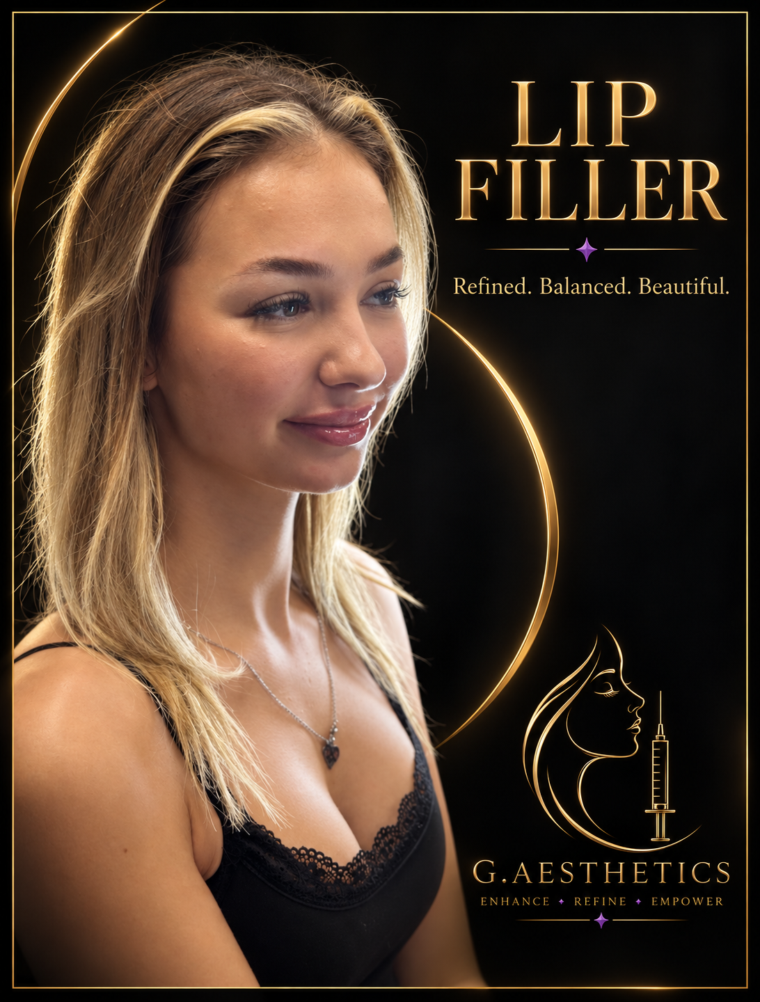 Client after a lip filler treatment at G.Aesthetics
